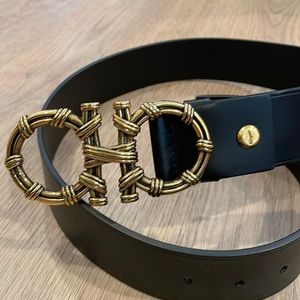 Black Ferragamo Belt women’s gold buckle